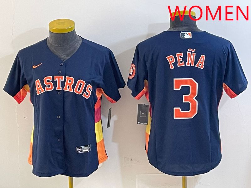 Women Houston Astros #3 Pena Blue City Edition 2025 Nike MLB Jersey style 1